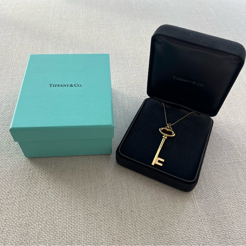 TIFFANY & CO. • Vintage Yellow Gold Tiffany Key Pendant + Fine Ball Chain